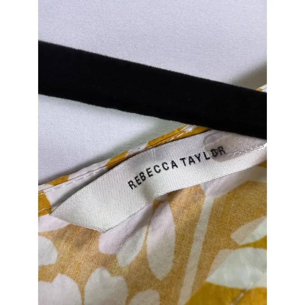 Rebecca Taylor NYC Yellow Floral Wide Leg Jumpsuit Size 8 with Fabric Tear - Picture 9 of 9